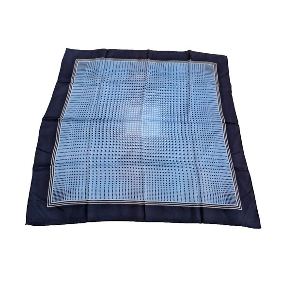 Vintage Ombre Dark Blue Aqua Light Blue Geometric Scarf  26.25" X 26.75" - Picture 1 of 9